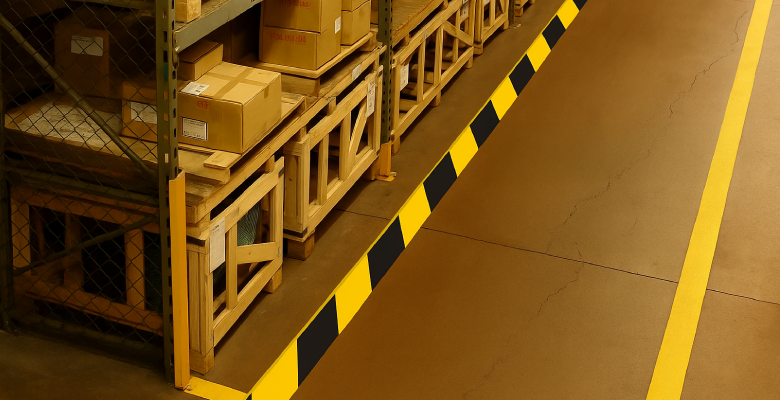 Forklift lane marking in a manufacturing and automotive plant