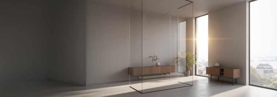 Glass partition walls bonded using Panel Bonding